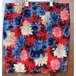 Talbots Floral Cotton Lined Pencil Skirt Size 22 NWT Classic Preppy